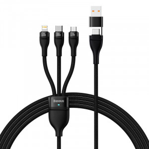 Cablu Incarcare rapida USB BASEUS Flash 3in1 USB-C / Lightning / Micro 100W 1.2m - Negru CASS030101