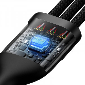 Cablu Incarcare rapida USB BASEUS Flash 3in1 USB-C / Lightning / Micro 100W 1.2m - Negru CASS030101