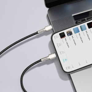 Cablu de date USB-C la Lightning Baseus Cafule, PD, 20W, 1m (negru) CATLJK-A01 - Img 9