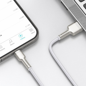 Cablu de date USB la Lightning Baseus Cafule, 2.4A, 1m (alb) CALJK-A02 - Img 9
