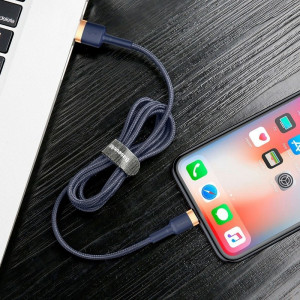 Cablu de date USB la Lightning Baseus Cafule 2.4A 1m (Auriu+Albastru inchis) CALKLF-BV3 - Img 6