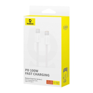 Cablu Incarcare Rapid Baseus Superior 2 100W USB-C la USB-C (Alb)