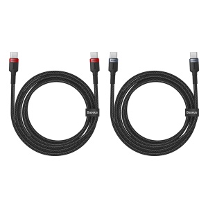 Cablu Incarcare Rapida USB-C la USB-C Baseus Cafule 100W 2buc (Rosu/Negru + Negru/Gri) 2buc