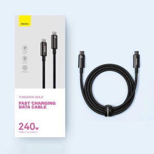 Cablu Incarcare Rapida USB-C la USB-C Baseus Tungsten Gold 240W (negru)