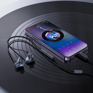 Casti Iphone cu Fir In Ear Acefast L1 Conector Lightning, Microfon si Telecomanda 1.2m (Negru)