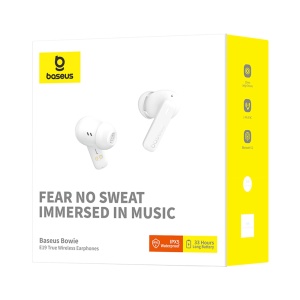 Casti Wireless Bluetooth 5.3 In Ear Baseus Bowie E19 TWS ENC IPX5 (Alb)