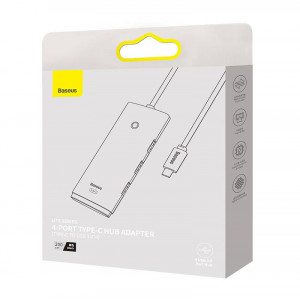 Hub 4in1 Baseus Lite Series USB-C la 4x USB 3.0 + USB-C, 2m (Negru)