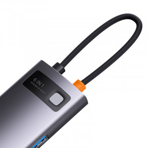 Hub 6in1 Baseus StarJoy Series, USB-C la 3x USB 3.0 + HDMI + USB-C PD + RJ45 (gri) WKWG080013 - Img 6