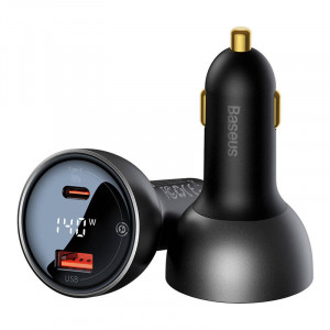 Incarcator Auto Rapid Baseus Superme, USB, USB-C, 140W (negru)