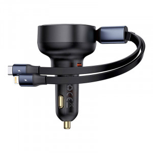 Incarcator Auto Rapid Baseus Enjoyment USB-C cu cablu USB-C si Lightning 60W