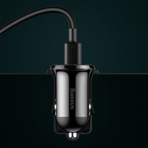 Incarcator Auto Rapid BASEUS Grain 2xUSB 5V 4.8A (Negru) CCALLP-01