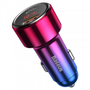 Incarcator Auto Rapid Baseus Magic USB + USB-C QC 4.0 PD 45W (Rosu/Albastru) CCMLC20C-09