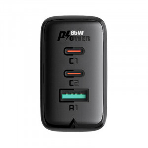 Incarcator de perete Acefast A13 PD 65W, 2x USB-C + USB (negru) - Img 3