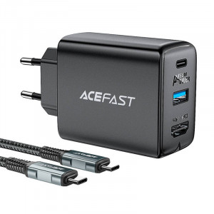 Incarcator de perete Acefast A17, 65W GaN, USB+USB-C+HDMI, cablu USB-C (negru) - Img 1