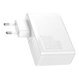 Incarcator Telefon Rapid De Retea BASEUS GaN2 Pro 2x USB + 2x USB-C 100W (alb)