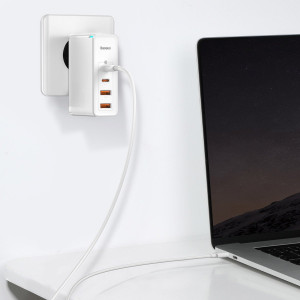 Incarcator Telefon Rapid De Retea BASEUS GaN2 Pro 2x USB + 2x USB-C 100W (alb)
