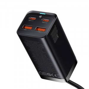Incarcator Rapid De Retea Baseus GaN3 Pro 2xUSB-C + 2xUSB, 100W (negru)