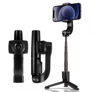 SelfieStick Trepied Telescopic Gimbal + Telecomanda Bluetooth Spigen S610W (Negru)