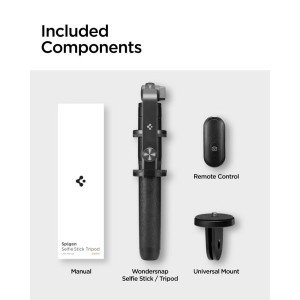 SelfieStick Trepied Telescopic + Telecomanda Bluetooth Spigen S560W negru
