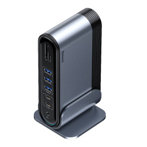 Adaptor Hub Multifunctional USB-C Statie De Lucru 16 Porturi Baseus (Gri inchis) CAHUB-BG0G