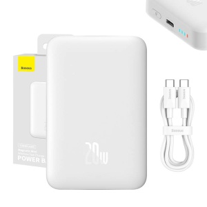 Baterie Externa Powerbank Baseus Magnetic 10000mAh, 20W MagSafe (Alb) PPCX070002