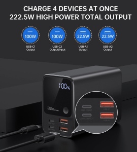 Baterie Externa Powerbank Choetech B635BK 27000mAh Max 222.5W 2x USB-A 2x USB-C (Negru)