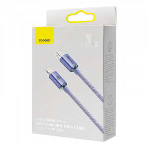 Cablu Incarcare Rapida Baseus Crystal Shine USB-C la Lightning, 20W, PD, 1.2 m (violet) CAJY000205