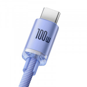 Cablu de date Baseus Crystal Shine USB la USB-C, 5A, 1.2 m (violet) CAJY000405 - Img 3