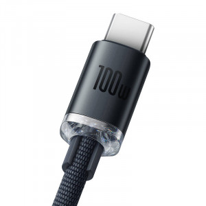 Cablu de date rapid Baseus Crystal Shine USB la USB-C, 100W, 1.2 m (negru) CAJY000401 - Img 3