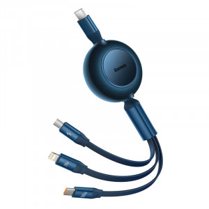 Cablu de date rapid USB-C BASEUS Bright Mirror 4 3in1 USB-C / Lightning / Micro 100W / 3.5A 1.1m - Albastru CAMJ010203 - Img 5