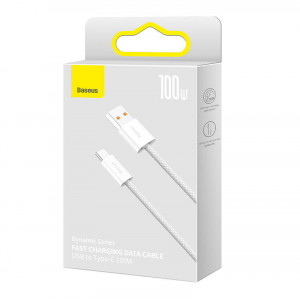 Cablu de date rapid USB la USB-C Baseus Dynamic Series, 100W, 1 m (alb) - Img 4