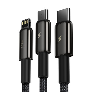 Cablu Incarcare Rapid USB 3in1 Baseus Tungsten Gold, USB la micro USB / USB-C / Lightning, 3.5 A, 1.5 m (negru) CAMLTWJ-01