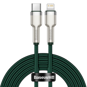 Cablu Incarcare Rapid USB-C la Lightning Baseus Cafule 20W 2m (Verde) CATLJK-B06