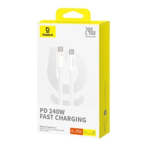 Cablu Incarcare Rapid Baseus Superior 2 USB-C la USB-C 240W, 1.8m (Alb)