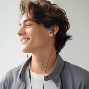 Casti Iphone cu Fir In Ear Acefast L1 Conector Lightning, Microfon si Telecomanda 1.2m (Negru)