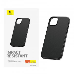 Husa pentru telefon pentru iPhone 15 Plus Baseus Fauxther Series (negru) P60157304113-02 - Img 3