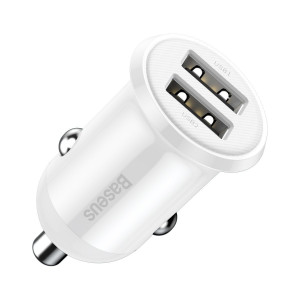 Incarcator auto Baseus Grain Pro 2x USB 4.8A (alb) CCALLP-02 - Img 3