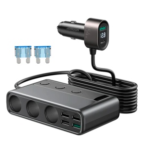 Incarcator Auto Rapid 9in1 Joyroom JR-CL06, 5x USB-A / USB-C / 3x Priza Bricheta PD QC PPS, 154W (Negru)