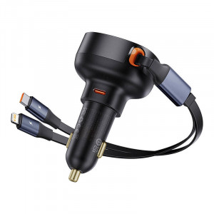 Incarcator Auto Rapid Baseus Enjoyment USB-C cu cablu USB-C si Lightning 60W
