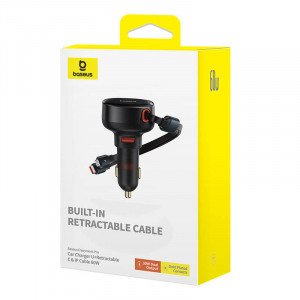 Incarcator Auto Rapid Baseus Enjoyment USB cu cablu USB-C si Lightning 60W