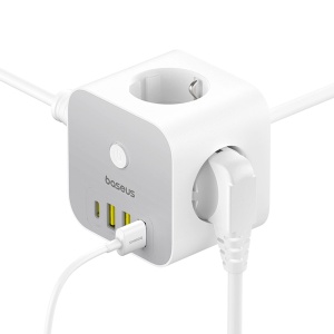 Incarcator Telefon Rapid Prelungitor Electric Baseus PowerCombo 7in1 Cube 3AC+3U+1C 20W, 1.5 m (Alb)