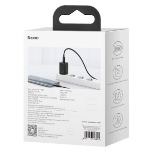 Incarcator Telefon Rapid Baseus Super Si 1C 25W Cu Cablu USB-C la USB-C 1m (negru) TZCCSUP-L01