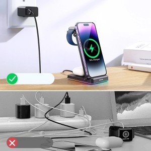 Incarcator Wireless Pliabil 3 in 1 Joyroom JR-WQN01 15W (negru)