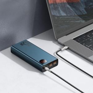 Baterie Externa Powerbank Baseus Adaman Metal 20000mAh PD QC 3.0 65W 2xUSB + USB-C + micro USB (albastru) PPIMDA-D03