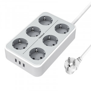 Prelungitor electric multiplu 3600W, 6x AC, 3x USB TESSAN