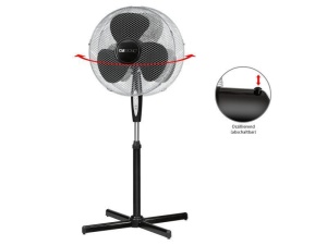 Ventilator cu Picior Oscilant Clatronic VL 3741 S, Telecomanda, Timer 7.5H, 45W 40cm 3 Viteze (Negru)