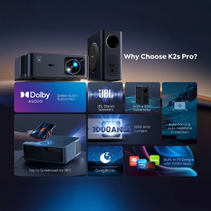 YABER K2s Pro - Proiector cu Subwoofer JBL & Dolby | ebase.ro