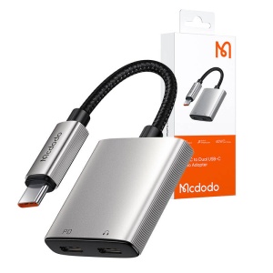 Adaptor Audio 2 in 1 Mcdodo CA-5570 USB-C la 2x USB-C 3A 60W Max (Gri)