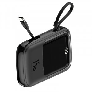 Baterie externa PowerBank BASEUS Q 3A afisaj digital 10000mAh, IP, USB, USB-C, 15W cu cablu tip C (negru) PPQD-A01 - Img 2