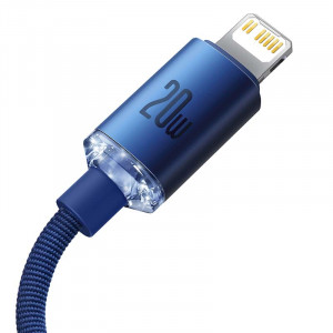 Cablu Incarcare Rapida Baseus Crystal USB-C la Lightning, 20W, 1.2 m (albastru) CAJY000203